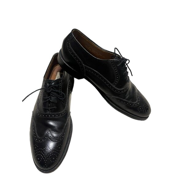 Vintage Florsheim Imperial Oxfords Mens 10 C Black Leather Dress Wingtip Shoes main image 7